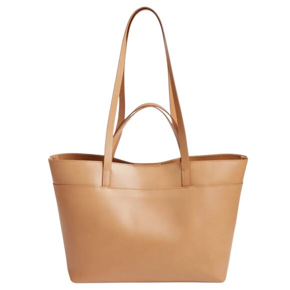 Madewell Medium Essentials Leather East West Tote Bag Carved Wood Tan - Picture 1 of 12